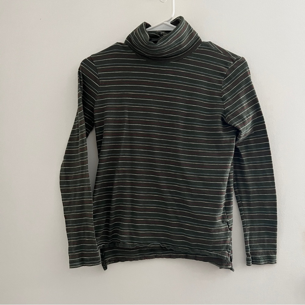 Green Striped Turtleneck Long Sleeve Top Madewell size XS